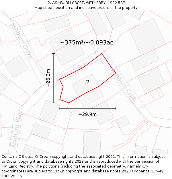 2, ASHBURN CROFT, WETHERBY, LS22 5RE: Plot and title map