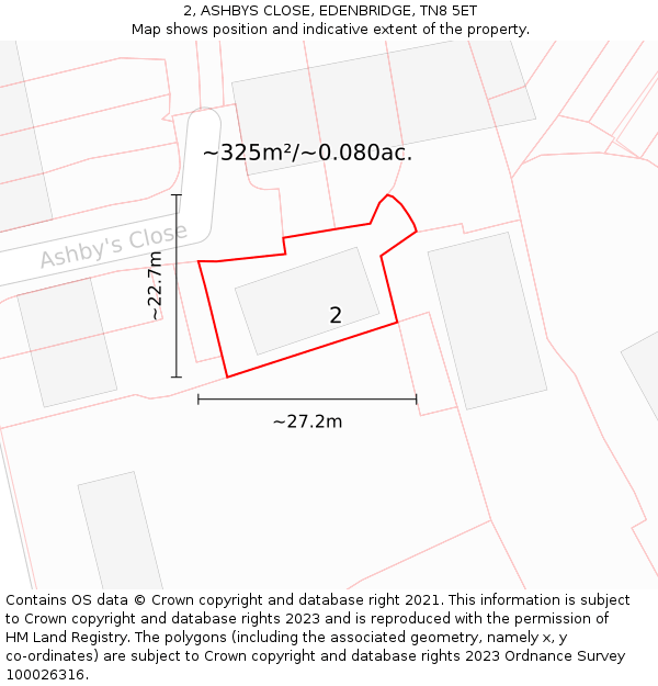 2, ASHBYS CLOSE, EDENBRIDGE, TN8 5ET: Plot and title map