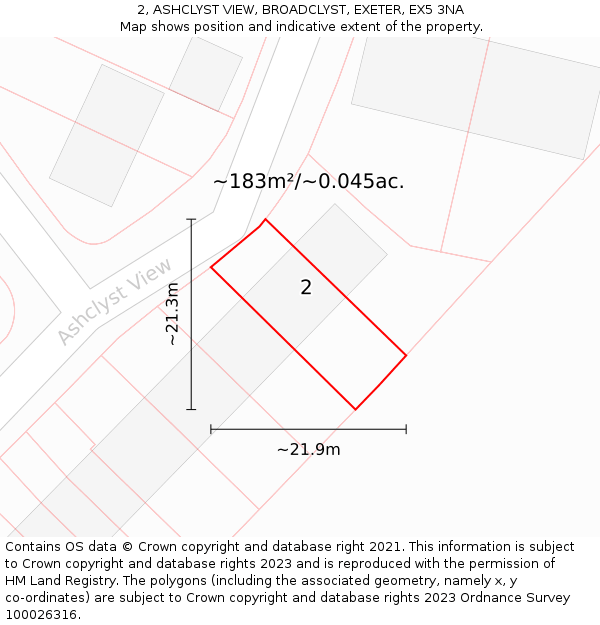 2, ASHCLYST VIEW, BROADCLYST, EXETER, EX5 3NA: Plot and title map