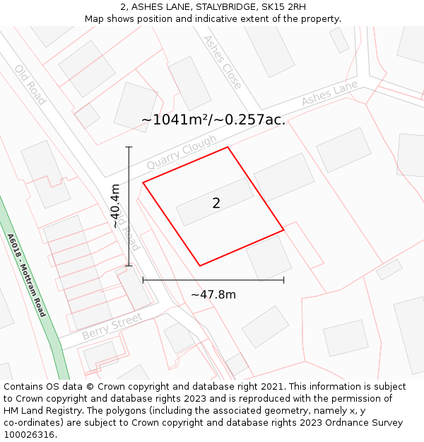 2, ASHES LANE, STALYBRIDGE, SK15 2RH: Plot and title map
