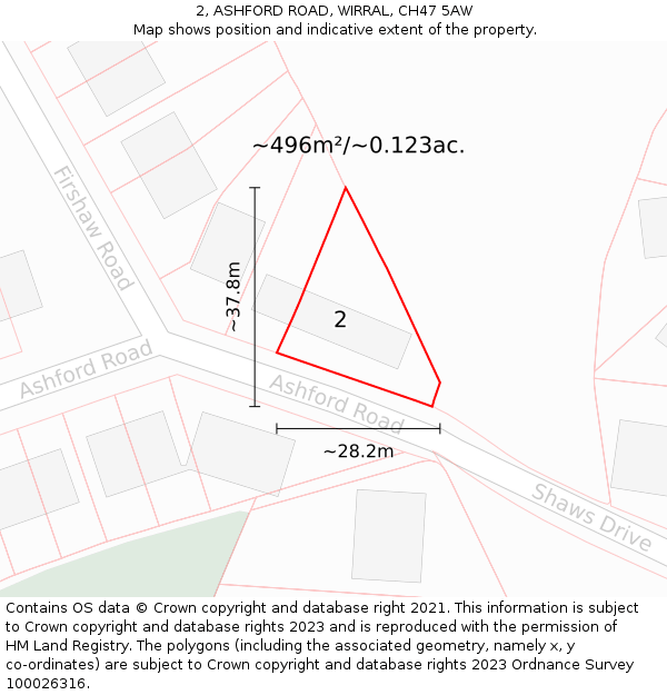 2, ASHFORD ROAD, WIRRAL, CH47 5AW: Plot and title map