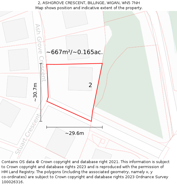 2, ASHGROVE CRESCENT, BILLINGE, WIGAN, WN5 7NH: Plot and title map