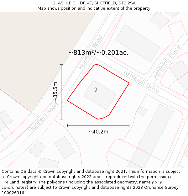 2, ASHLEIGH DRIVE, SHEFFIELD, S12 2SA: Plot and title map