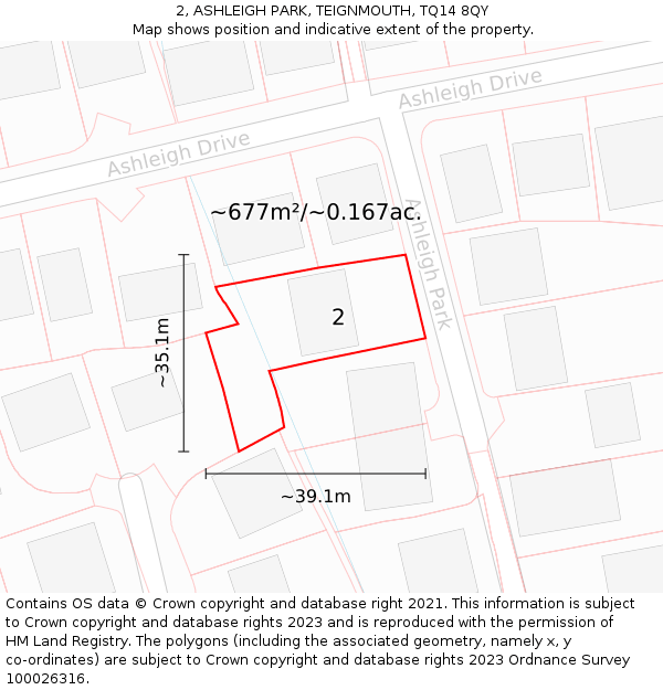 2, ASHLEIGH PARK, TEIGNMOUTH, TQ14 8QY: Plot and title map