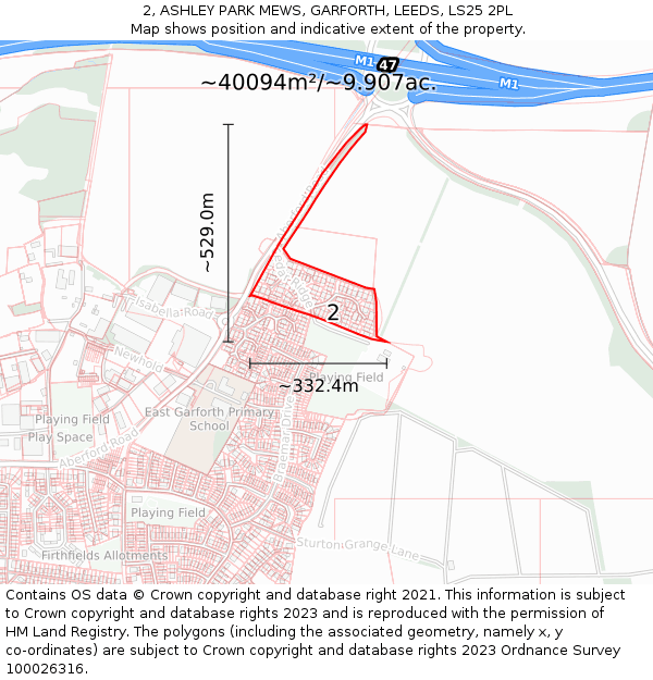 2, ASHLEY PARK MEWS, GARFORTH, LEEDS, LS25 2PL: Plot and title map