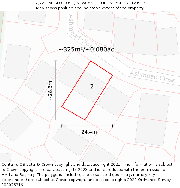2, ASHMEAD CLOSE, NEWCASTLE UPON TYNE, NE12 6GB: Plot and title map