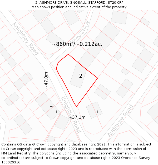 2, ASHMORE DRIVE, GNOSALL, STAFFORD, ST20 0RP: Plot and title map