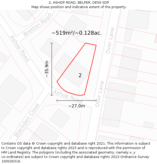 2, ASHOP ROAD, BELPER, DE56 0DP: Plot and title map