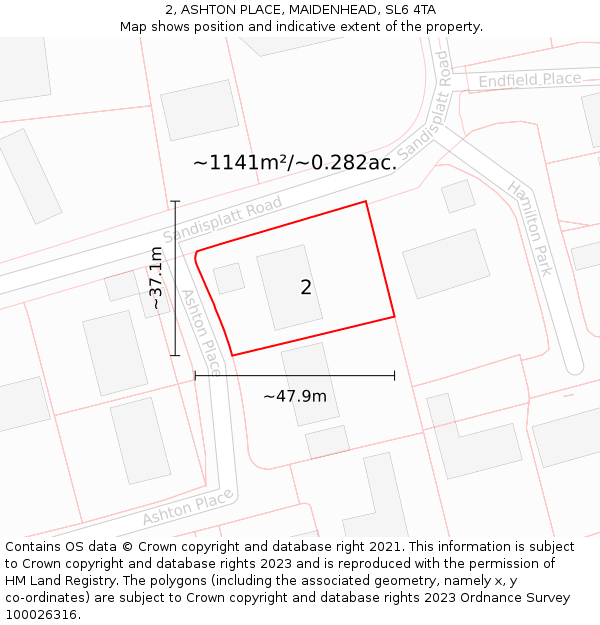 2, ASHTON PLACE, MAIDENHEAD, SL6 4TA: Plot and title map