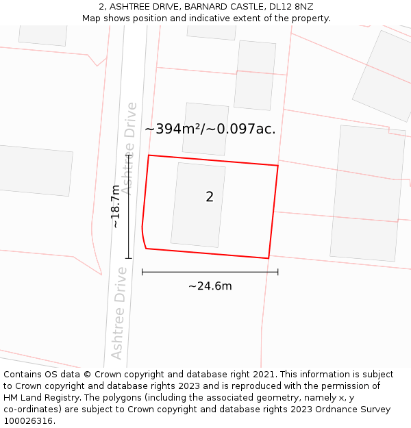 2, ASHTREE DRIVE, BARNARD CASTLE, DL12 8NZ: Plot and title map