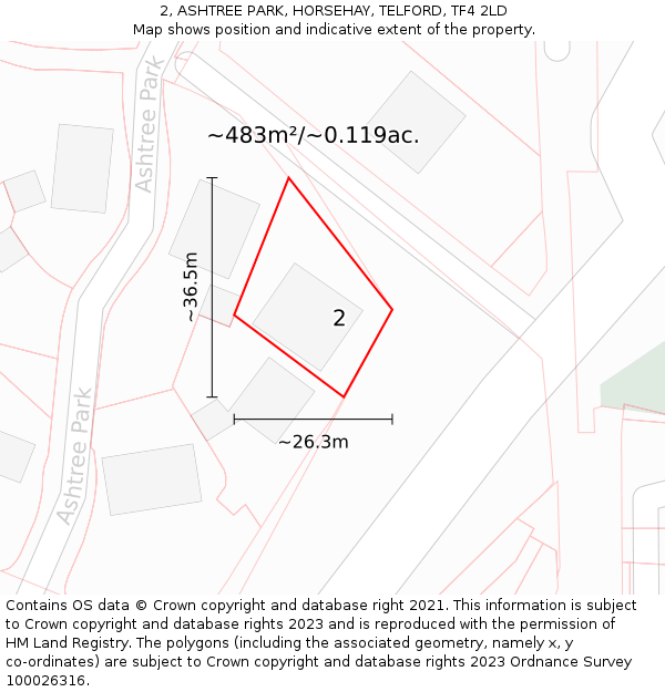 2, ASHTREE PARK, HORSEHAY, TELFORD, TF4 2LD: Plot and title map
