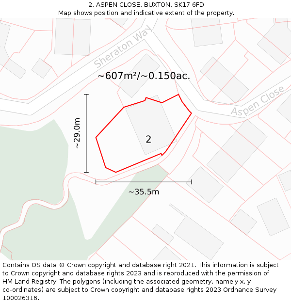 2, ASPEN CLOSE, BUXTON, SK17 6FD: Plot and title map