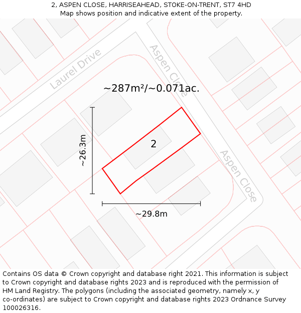 2, ASPEN CLOSE, HARRISEAHEAD, STOKE-ON-TRENT, ST7 4HD: Plot and title map