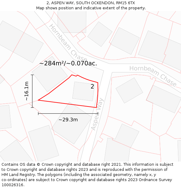 2, ASPEN WAY, SOUTH OCKENDON, RM15 6TX: Plot and title map