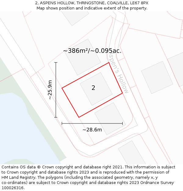 2, ASPENS HOLLOW, THRINGSTONE, COALVILLE, LE67 8PX: Plot and title map