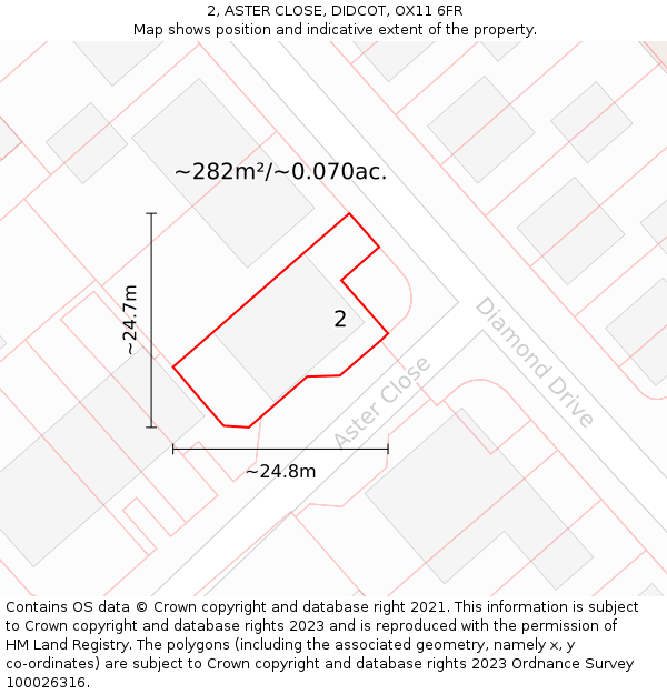 2, ASTER CLOSE, DIDCOT, OX11 6FR: Plot and title map