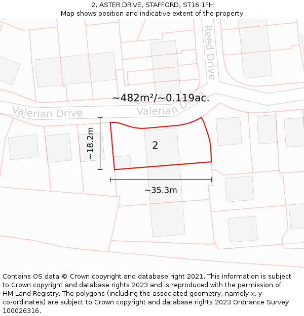 2, ASTER DRIVE, STAFFORD, ST16 1FH: Plot and title map