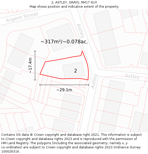 2, ASTLEY, GRAYS, RM17 6UY: Plot and title map