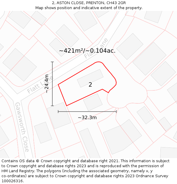 2, ASTON CLOSE, PRENTON, CH43 2GR: Plot and title map