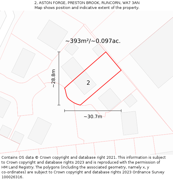 2, ASTON FORGE, PRESTON BROOK, RUNCORN, WA7 3AN: Plot and title map