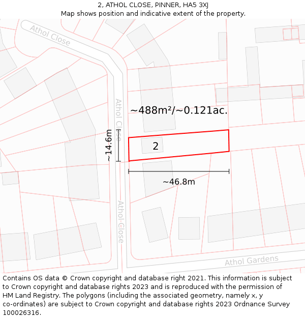 2, ATHOL CLOSE, PINNER, HA5 3XJ: Plot and title map