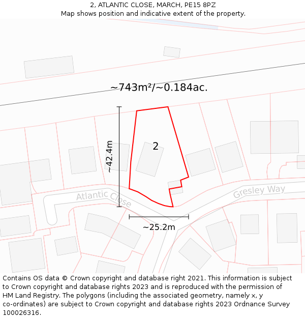 2, ATLANTIC CLOSE, MARCH, PE15 8PZ: Plot and title map