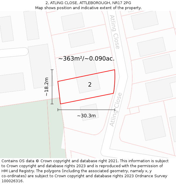 2, ATLING CLOSE, ATTLEBOROUGH, NR17 2PG: Plot and title map