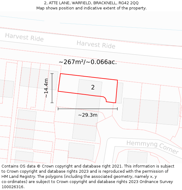2, ATTE LANE, WARFIELD, BRACKNELL, RG42 2QQ: Plot and title map