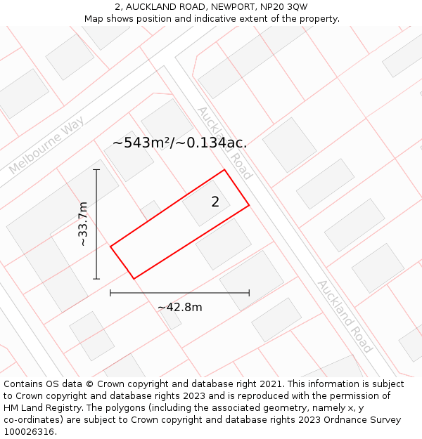 2, AUCKLAND ROAD, NEWPORT, NP20 3QW: Plot and title map