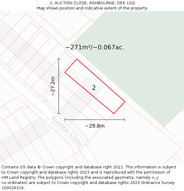 2, AUCTION CLOSE, ASHBOURNE, DE6 1GQ: Plot and title map