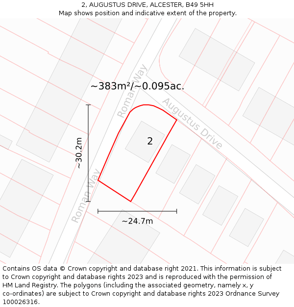 2, AUGUSTUS DRIVE, ALCESTER, B49 5HH: Plot and title map