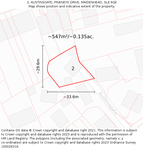 2, AUSTINSGATE, PINKNEYS DRIVE, MAIDENHEAD, SL6 6QE: Plot and title map