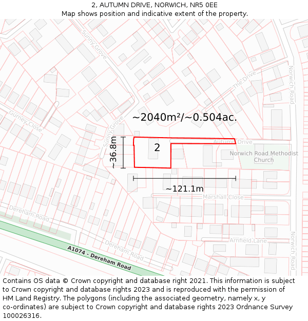 2, AUTUMN DRIVE, NORWICH, NR5 0EE: Plot and title map