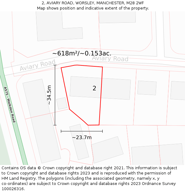2, AVIARY ROAD, WORSLEY, MANCHESTER, M28 2WF: Plot and title map