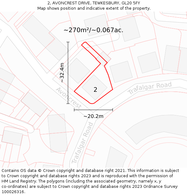 2, AVONCREST DRIVE, TEWKESBURY, GL20 5FY: Plot and title map