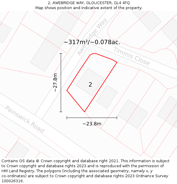 2, AWEBRIDGE WAY, GLOUCESTER, GL4 4FQ: Plot and title map