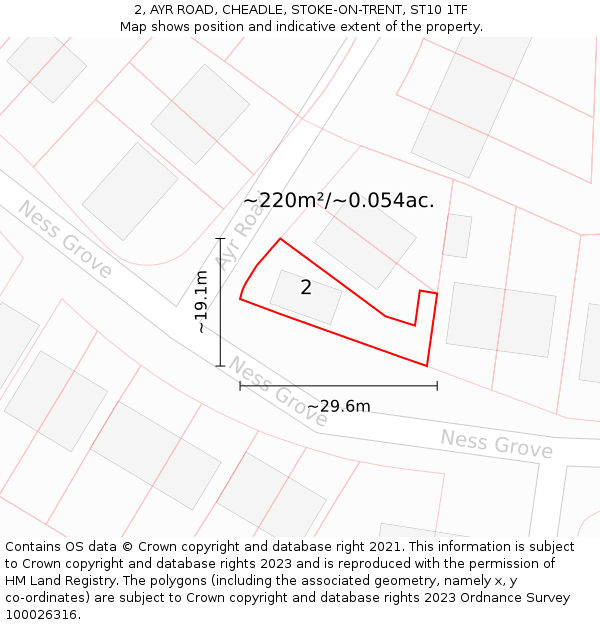 2, AYR ROAD, CHEADLE, STOKE-ON-TRENT, ST10 1TF: Plot and title map