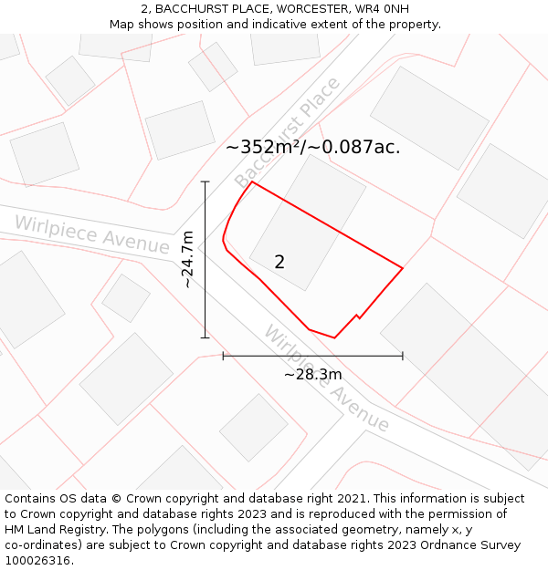 2, BACCHURST PLACE, WORCESTER, WR4 0NH: Plot and title map