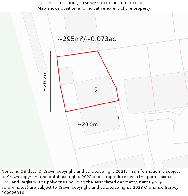 2, BADGERS HOLT, STANWAY, COLCHESTER, CO3 0GL: Plot and title map