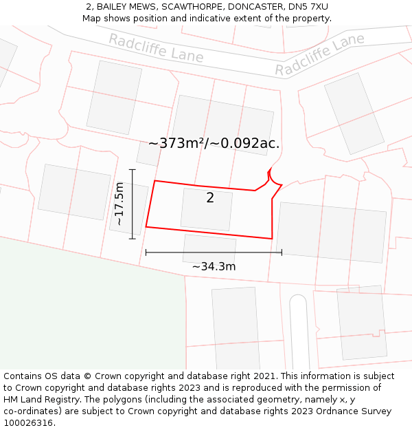 2, BAILEY MEWS, SCAWTHORPE, DONCASTER, DN5 7XU: Plot and title map