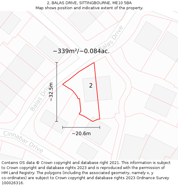 2, BALAS DRIVE, SITTINGBOURNE, ME10 5BA: Plot and title map