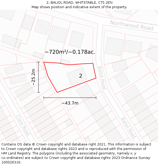 2, BALIOL ROAD, WHITSTABLE, CT5 2EN: Plot and title map