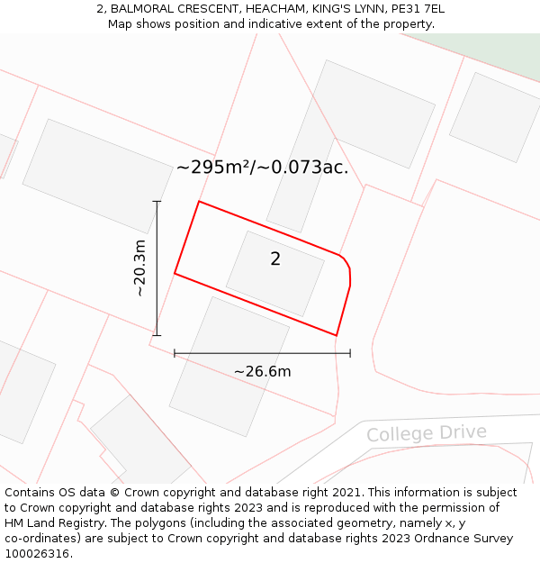 2, BALMORAL CRESCENT, HEACHAM, KING'S LYNN, PE31 7EL: Plot and title map