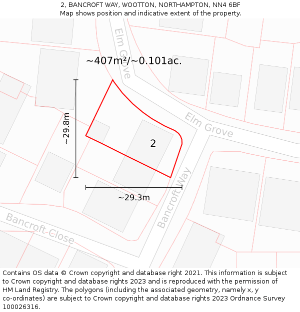 2, BANCROFT WAY, WOOTTON, NORTHAMPTON, NN4 6BF: Plot and title map