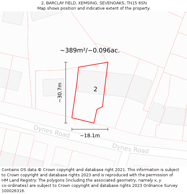 2, BARCLAY FIELD, KEMSING, SEVENOAKS, TN15 6SN: Plot and title map