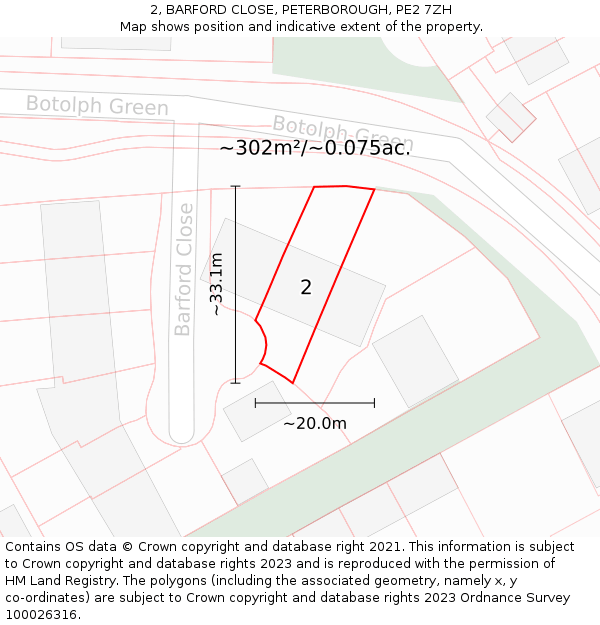 2, BARFORD CLOSE, PETERBOROUGH, PE2 7ZH: Plot and title map