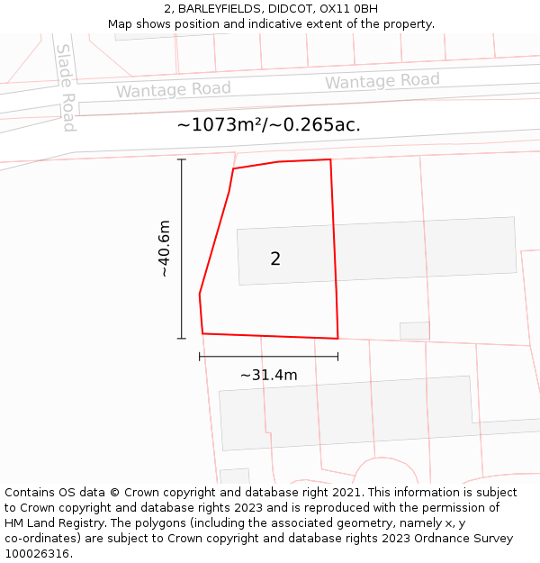 2, BARLEYFIELDS, DIDCOT, OX11 0BH: Plot and title map