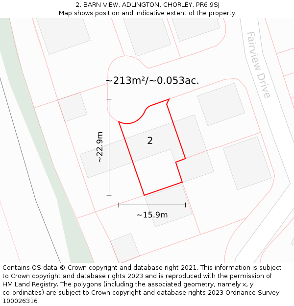 2, BARN VIEW, ADLINGTON, CHORLEY, PR6 9SJ: Plot and title map