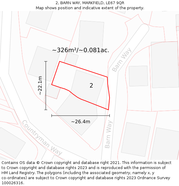 2, BARN WAY, MARKFIELD, LE67 9QR: Plot and title map