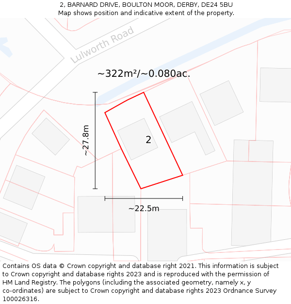 2, BARNARD DRIVE, BOULTON MOOR, DERBY, DE24 5BU: Plot and title map